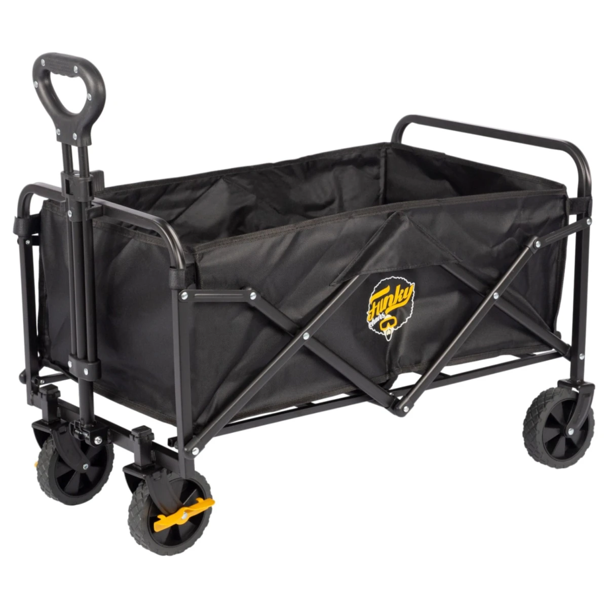 FUNKY CHAIRS 60 Litre Fren Sistemli, Rulmanlı, L Boy Katlanır Vagon Plaj Taşıma ve Kamp Arabası - Siyah