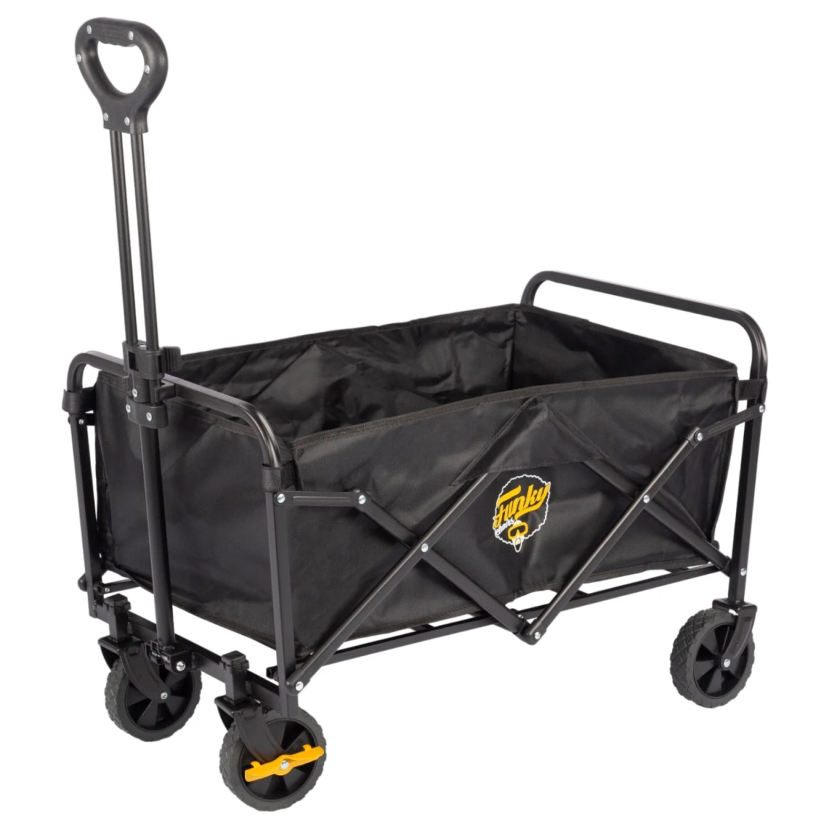 FUNKY CHAIRS 60 Litre Fren Sistemli, Rulmanlı, L Boy Katlanır Vagon Plaj Taşıma ve Kamp Arabası - Siyah