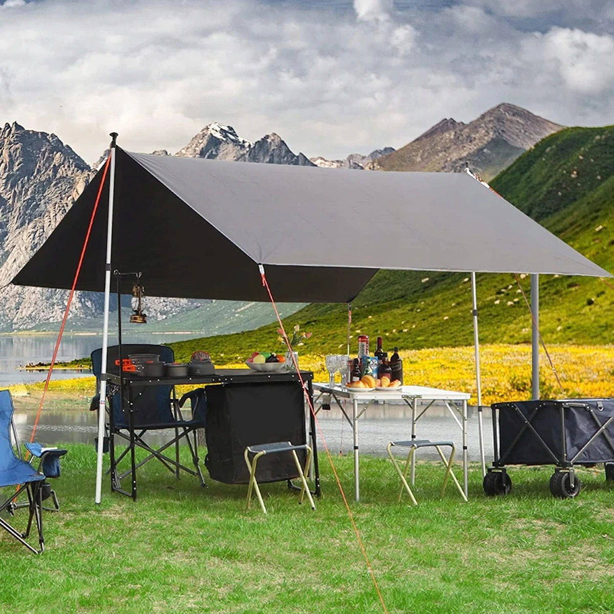 FUNKY CHAIRS 2 Adet Ayarlanabilir Teleskopik Alüminyum Tarp Tente Çadır Direği 230 cm