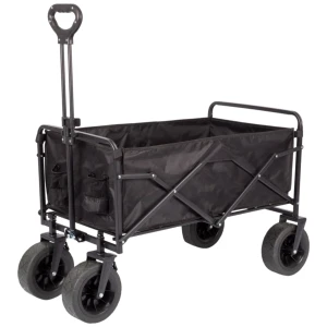 FUNKY CHAIRS 95 Litre Fren Sistemli, Rulmanlı, Kalın Teker, XL Boy Katlanır Vagon Plaj Taşıma ve Kamp Arabası - Siyah