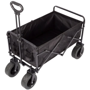 FUNKY CHAIRS 95 Litre Fren Sistemli, Rulmanlı, Kalın Teker, XL Boy Katlanır Vagon Plaj Taşıma ve Kamp Arabası - Siyah
