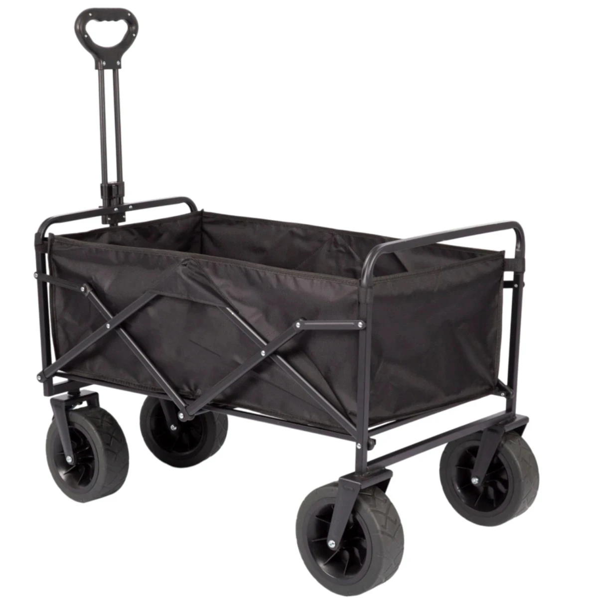 FUNKY CHAIRS 95 Litre Fren Sistemli, Rulmanlı, Kalın Teker, XL Boy Katlanır Vagon Plaj Taşıma ve Kamp Arabası - Siyah