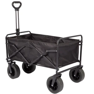FUNKY CHAIRS 95 Litre Fren Sistemli, Rulmanlı, Kalın Teker, XL Boy Katlanır Vagon Plaj Taşıma ve Kamp Arabası - Siyah