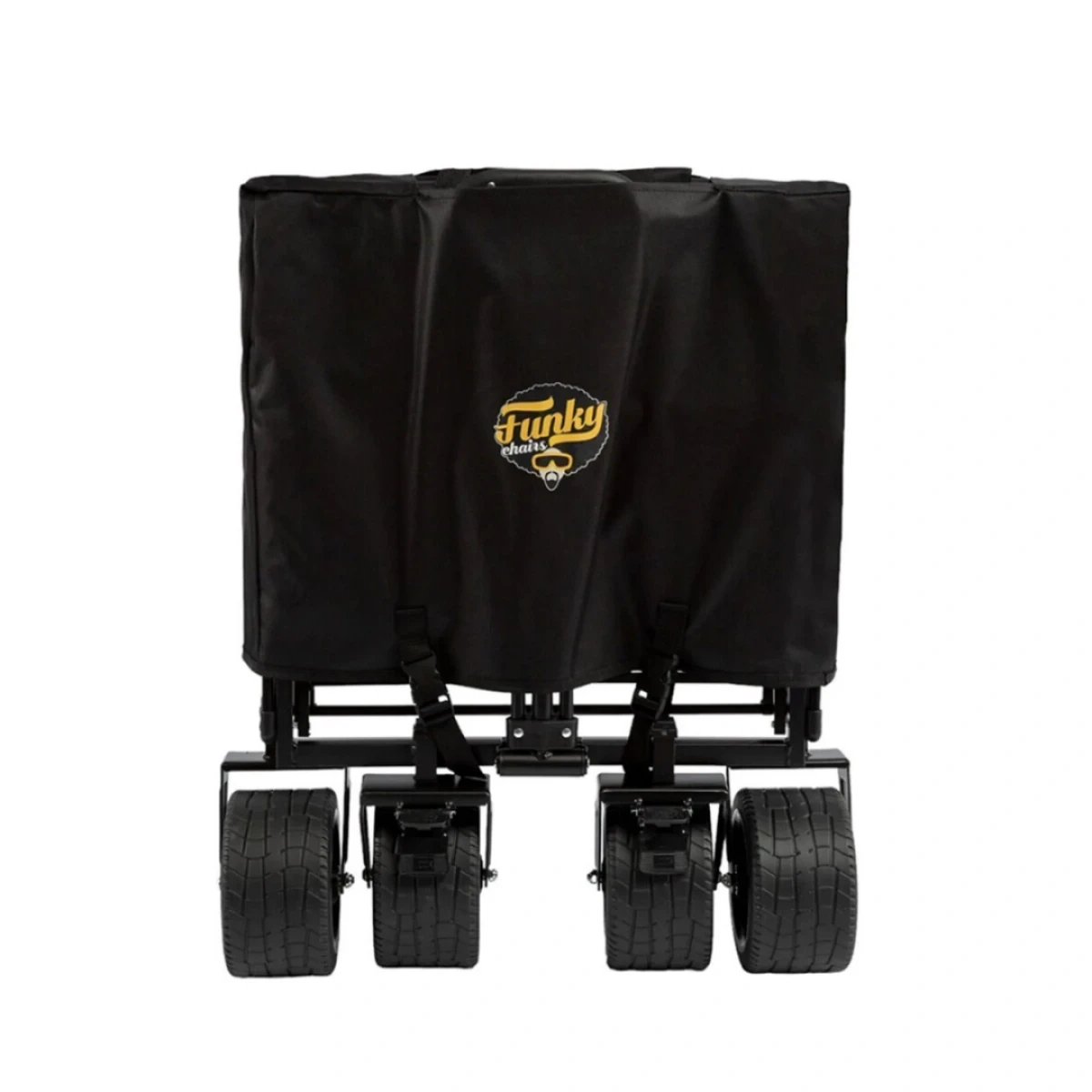 FUNKY CHAIRS 100 Litre Fren Sistemli, Rulmanlı, Kalın Teker, XL Boy Katlanır Vagon Plaj Taşıma ve Kamp Arabası - Siyah Jant