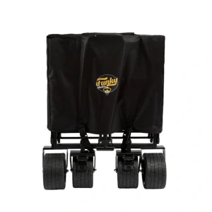 FUNKY CHAIRS 100 Litre Fren Sistemli, Rulmanlı, Kalın Teker, XL Boy Katlanır Vagon Plaj Taşıma ve Kamp Arabası - Siyah Jant