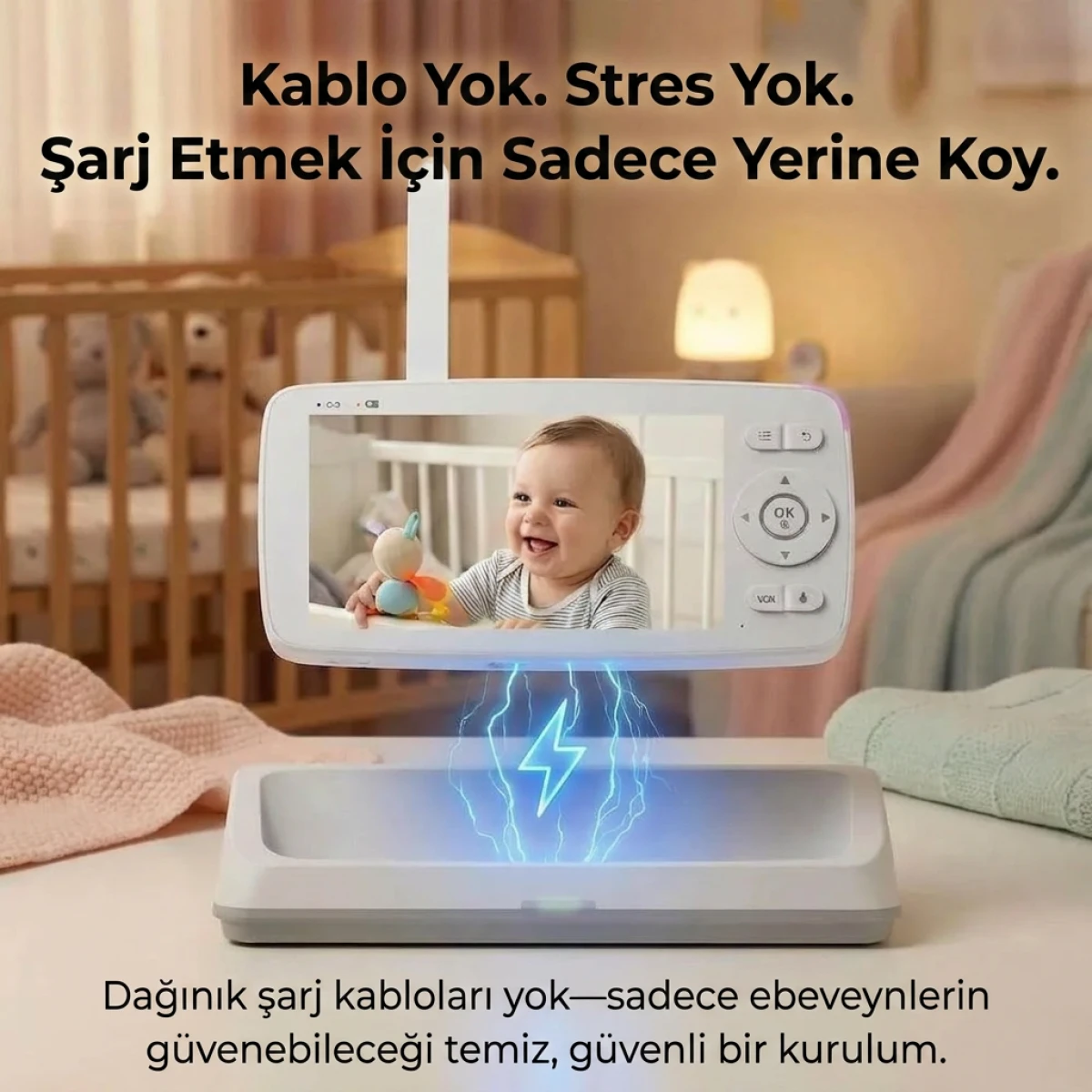 SENTICA Akıllı Bebek Kamerası Wi-Fi, 2MP, 5" Telsiz Monitörlü, Mobil Takip, Ağlama Algılama, 360° Gece Görüş, RGB Lambalı, İki Yönlü Görüşme, Ninni , Bulut/SD Kart Depolama