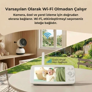 SENTICA Akıllı Bebek Kamerası Wi-Fi, 2MP, 5" Telsiz Monitörlü, Mobil Takip, Ağlama Algılama, 360° Gece Görüş, RGB Lambalı, İki Yönlü Görüşme, Ninni , Bulut/SD Kart Depolama