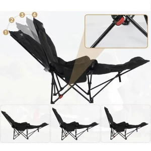 FUNKY CHAIRS Stella 4 Kademeli Yatabilen Kamp Sandalyesi - Siyah