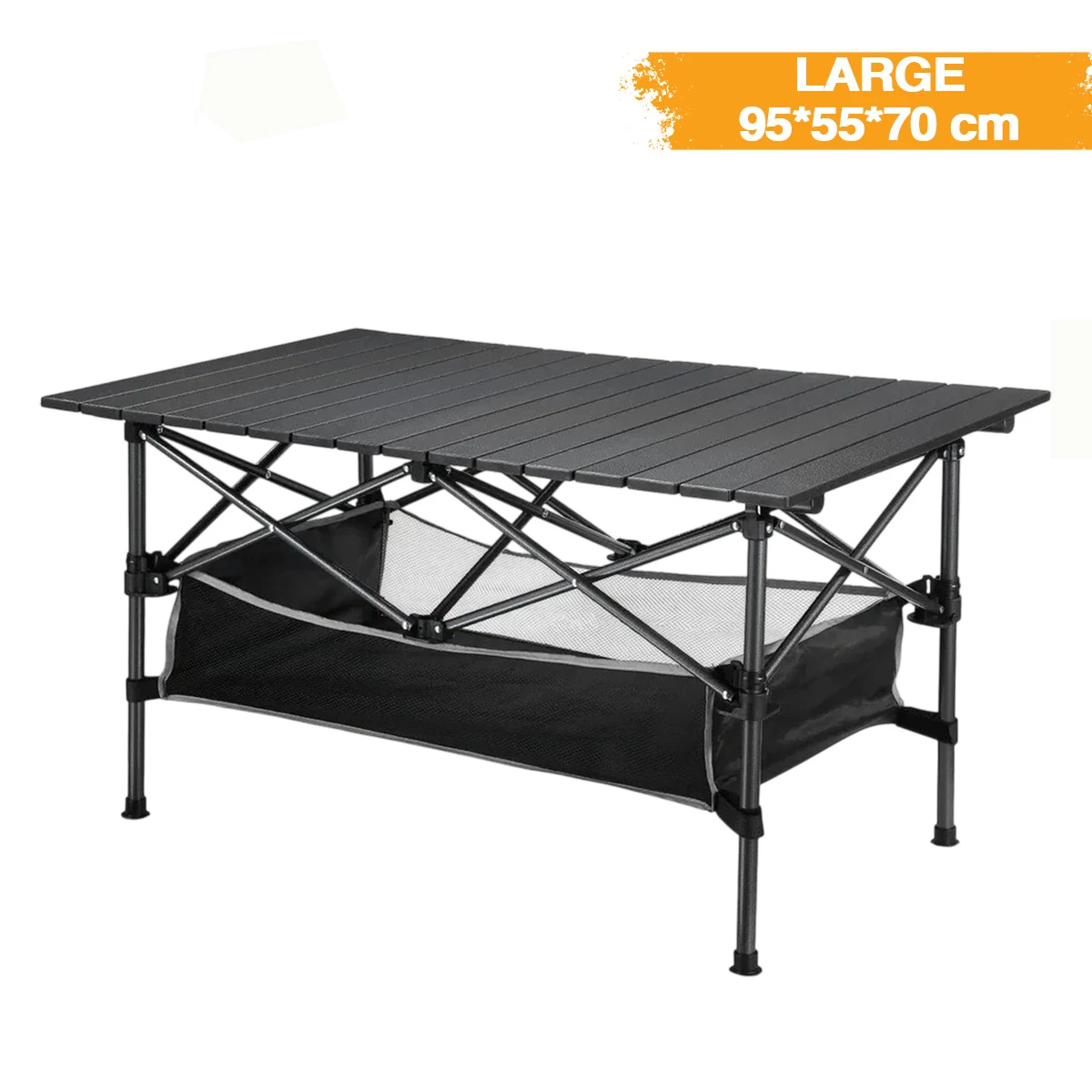 FUNKY CHAIRS Family Large Katlanabilir Alüminyum Kamp Masası - Siyah (95x55x70cm)
