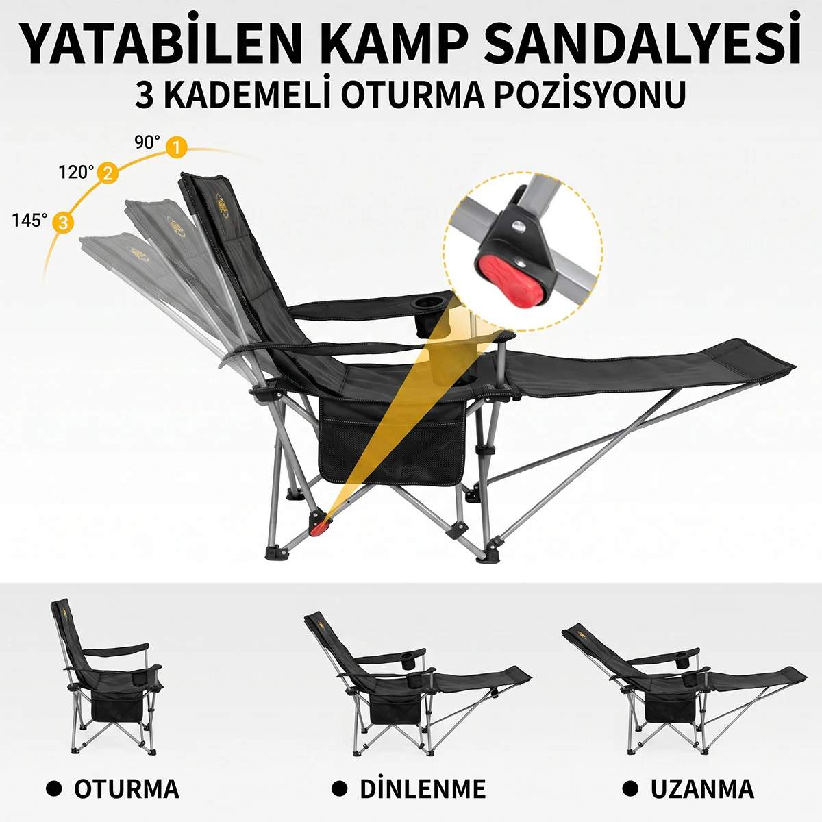 FUNKY CHAIRS Lazy 4 Yatabilen Kamp Sandalyesi Lacivert