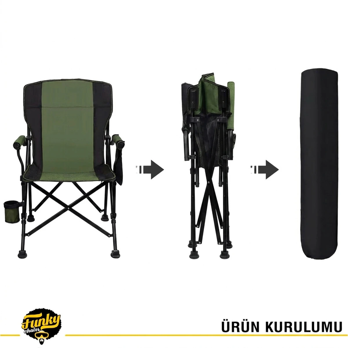 FUNKY CHAIRS River Side Katlanabilir Kamp Sandalyesi - Yeşil/Siyah
