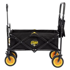 FUNKY CHAIRS Gölgelikli 110 Litre Fren Sistemli, Rulmanlı, Kalın Teker, XL Boy Katlanır Vagon Plaj Taşıma ve Kamp Arabası - Siyah