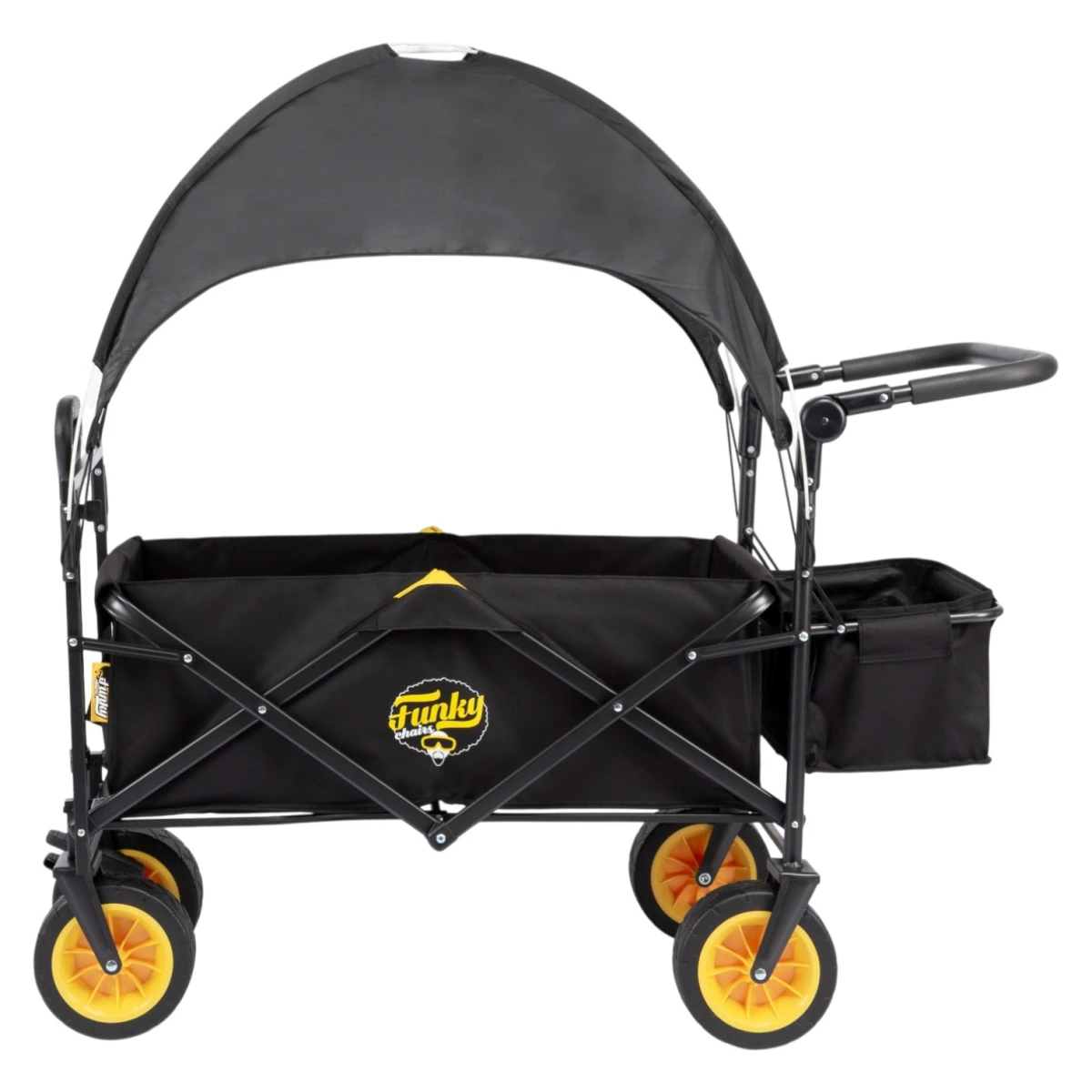 FUNKY CHAIRS Gölgelikli 110 Litre Fren Sistemli, Rulmanlı, Kalın Teker, XL Boy Katlanır Vagon Plaj Taşıma ve Kamp Arabası - Siyah