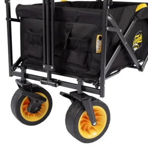FUNKY CHAIRS Gölgelikli 110 Litre Fren Sistemli, Rulmanlı, Kalın Teker, XL Boy Katlanır Vagon Plaj Taşıma ve Kamp Arabası - Siyah
