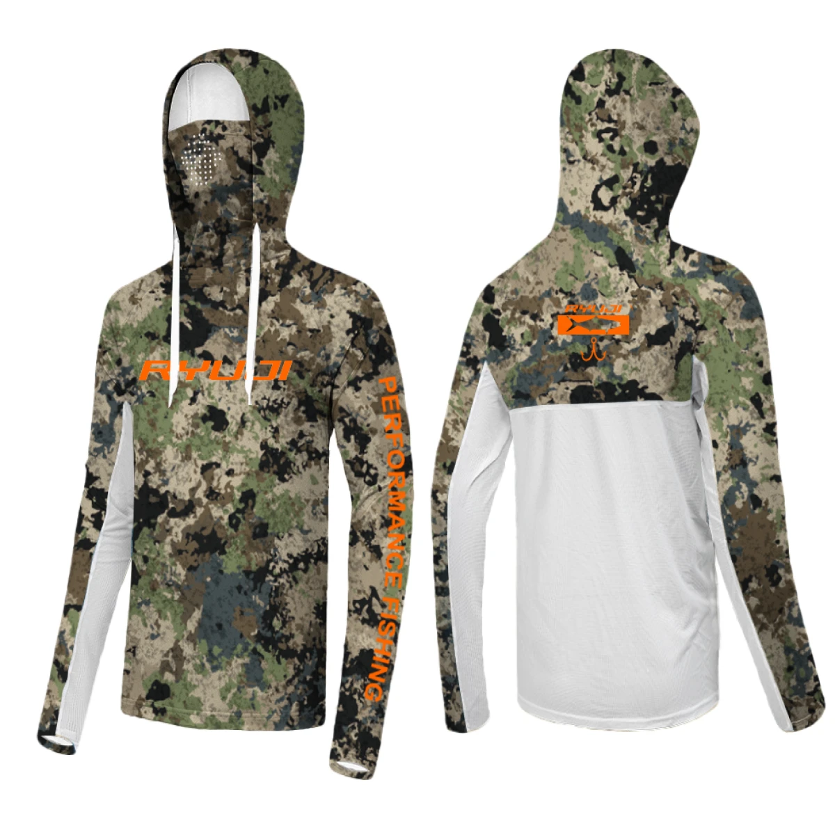 RYUJI UV Performance Hoodie Shirt+Neck Camo Boyunluklu T-Shirt - L