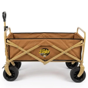 FUNKY CHAIRS 100 Litre Fren Sistemli, Rulmanlı, Kalın Teker, XL Boy Katlanır Vagon Plaj Taşıma ve Kamp Arabası - Toprak