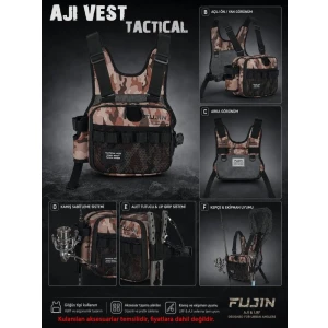 Fujin Tactical Vest Brown Camo Balıkçı Çantası