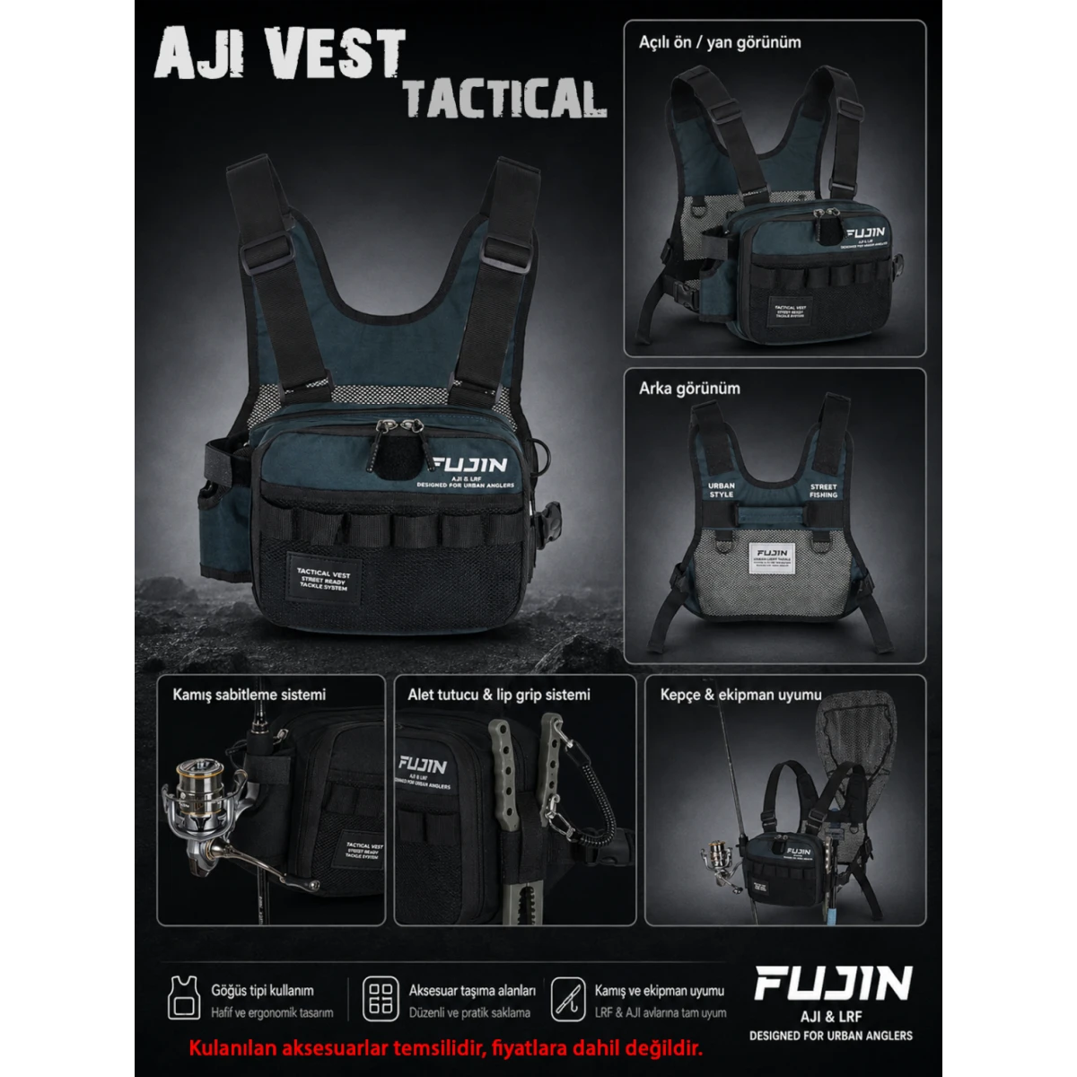 Fujin Tactical Vest Indigo Balıkçı Çantası