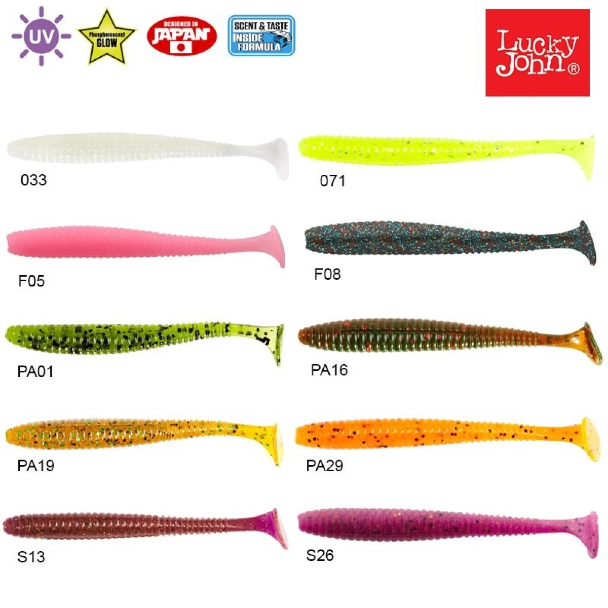 Lucky John S-Shad Tail 2.8'' (7.11 cm) 7P Silikon Yem 033