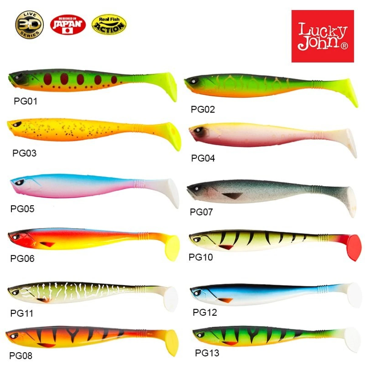 Lucky John Basara 3D Soft Swim 3.5'' (8.89 cm) 6P Silikon Yem PG01
