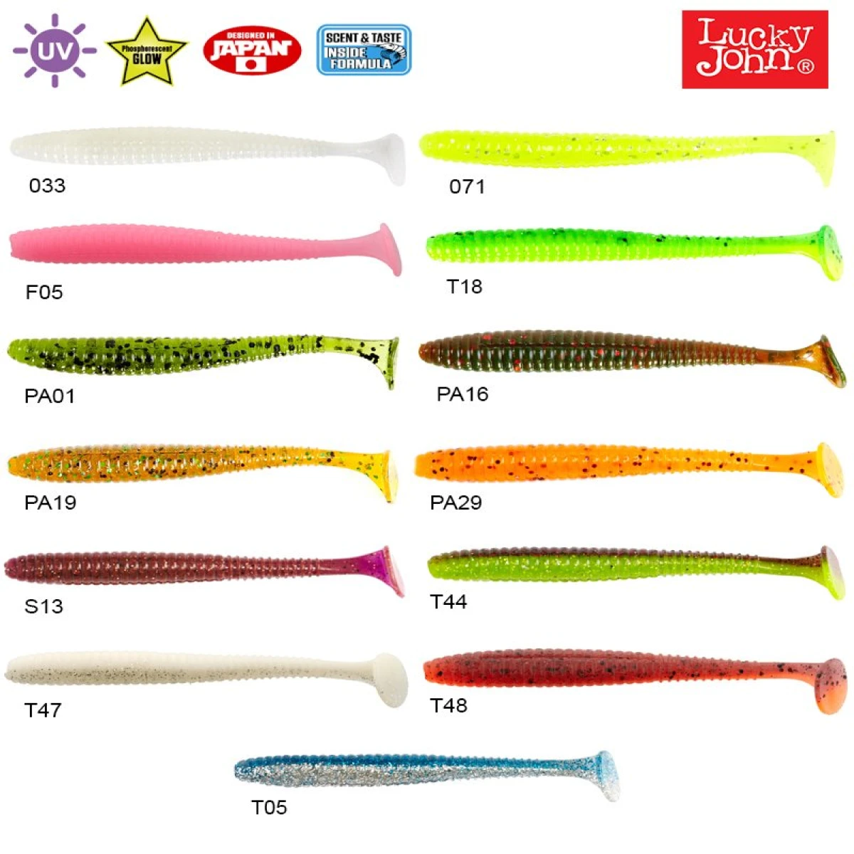 Lucky John S-Shad Tail 3.8'' (9.65 cm) 5P Silikon Yem S13