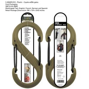 NITE IZE S-Biner Plastik size 10 Coyote/Blk Gate Karabina