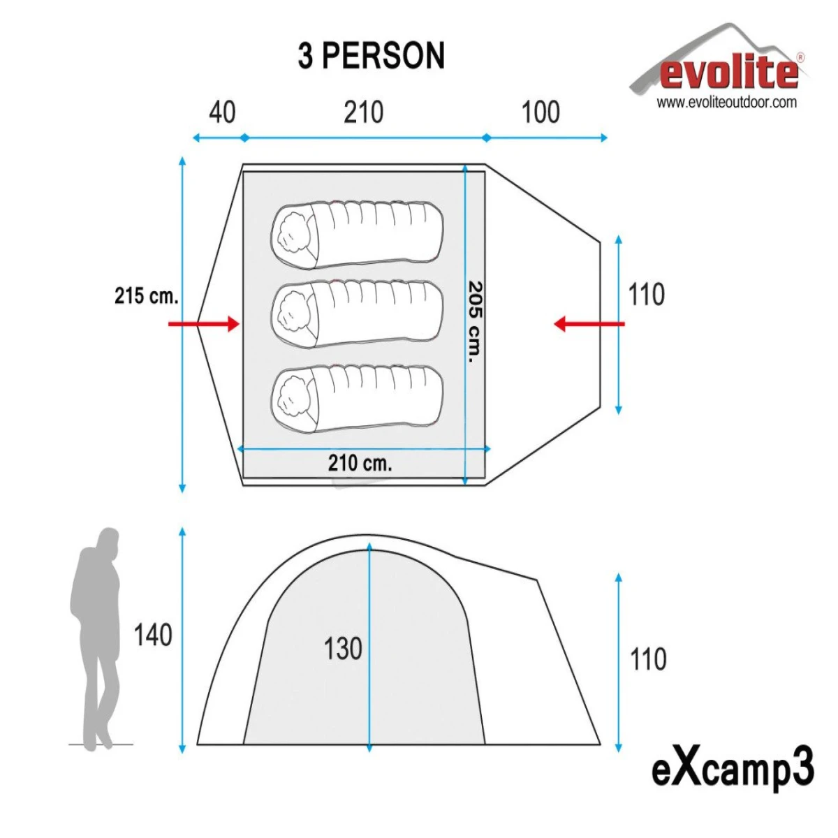 EVOLITE ExCamp 3 Pro Kişilik Çadır