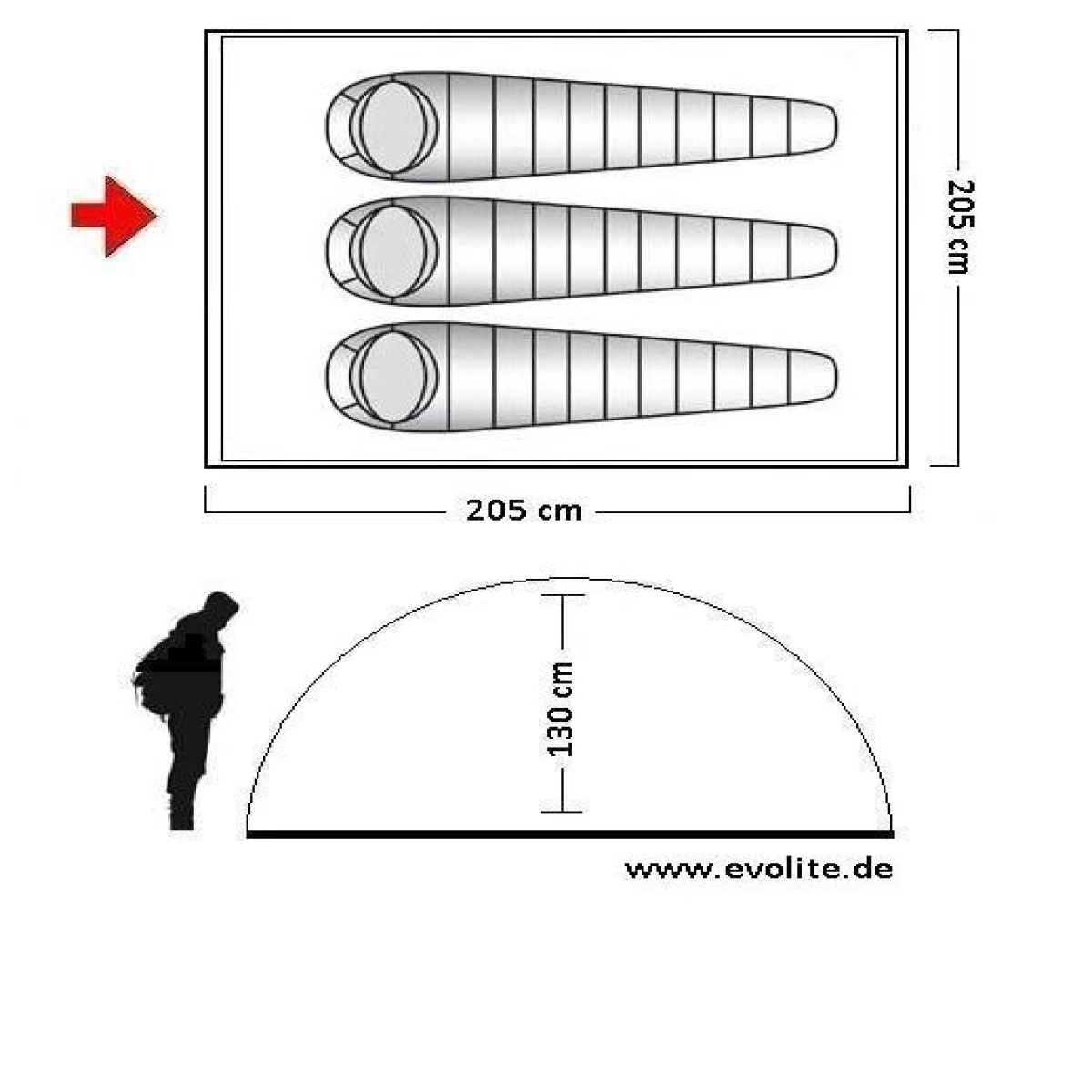 EVOLITE Tour 3 Kişilik Çift Tente Çadır mavi