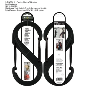 NITE IZE S-Biner Plastic Size 10 Blk/Blk Gate