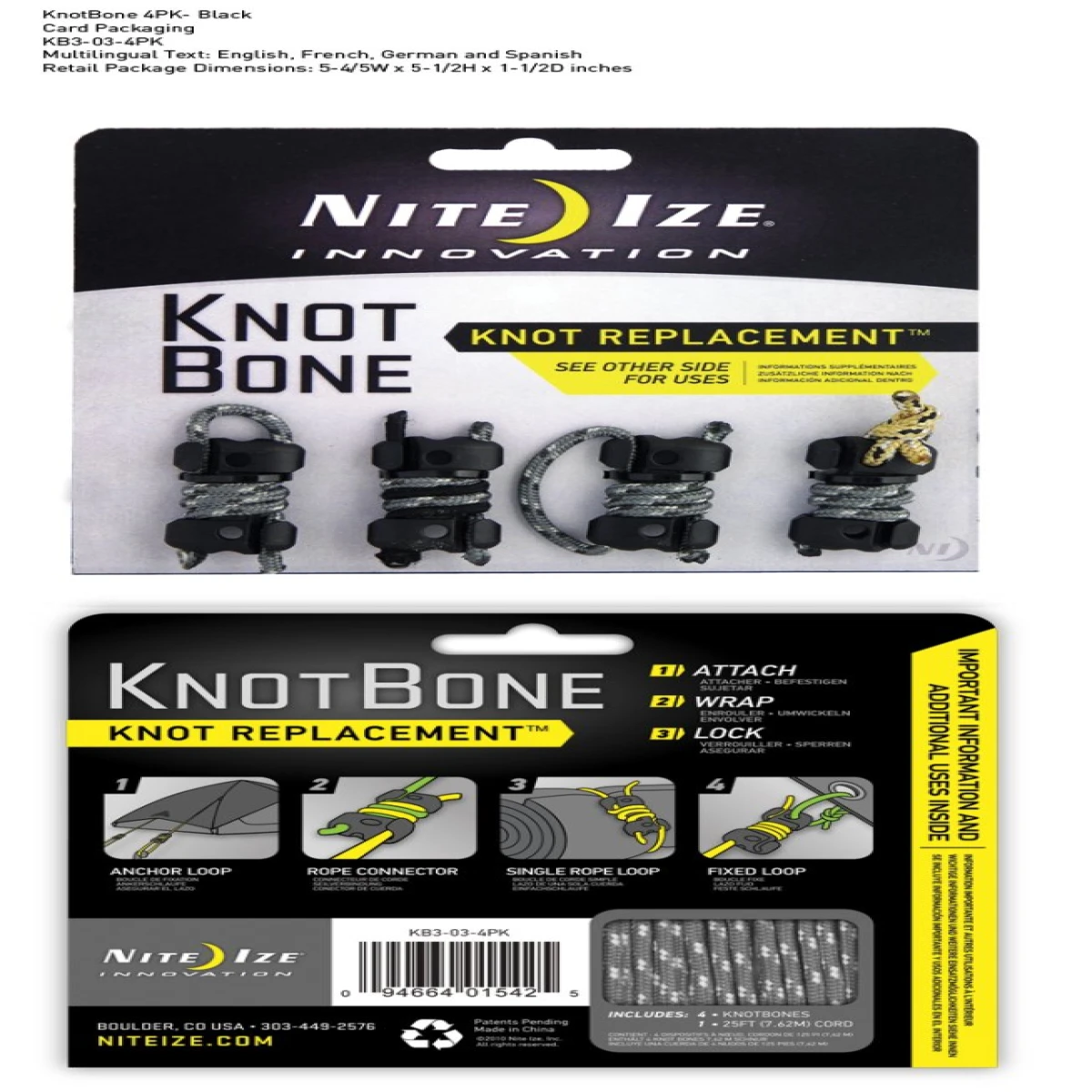 NITE IZE Knotbone Bungee No:3 4 Pack With Cord İp Aparatı