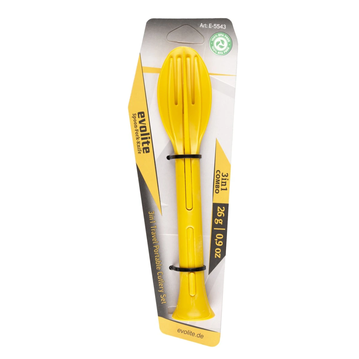 EVOLITE 3in1 Combo Spoon Fork Knife 29 Gr Kaşik Çatal Biçak Seti - Yellow