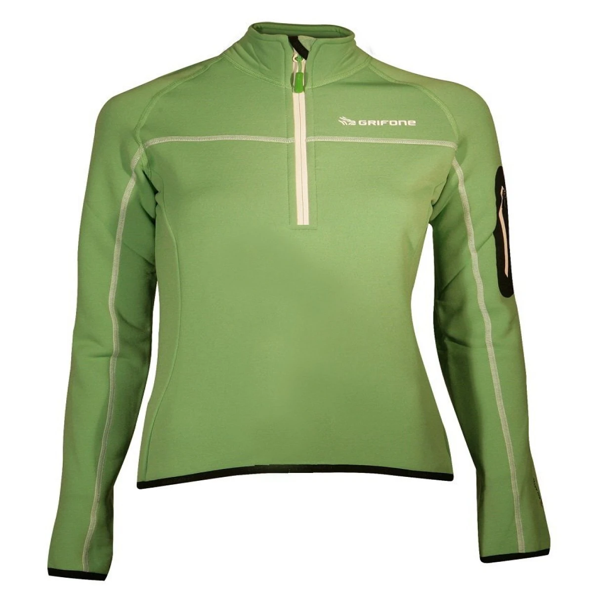 Grifone Elna Shirt Yarım Fermuarlı Polar Sweat - Yeşil-Siyah - XS