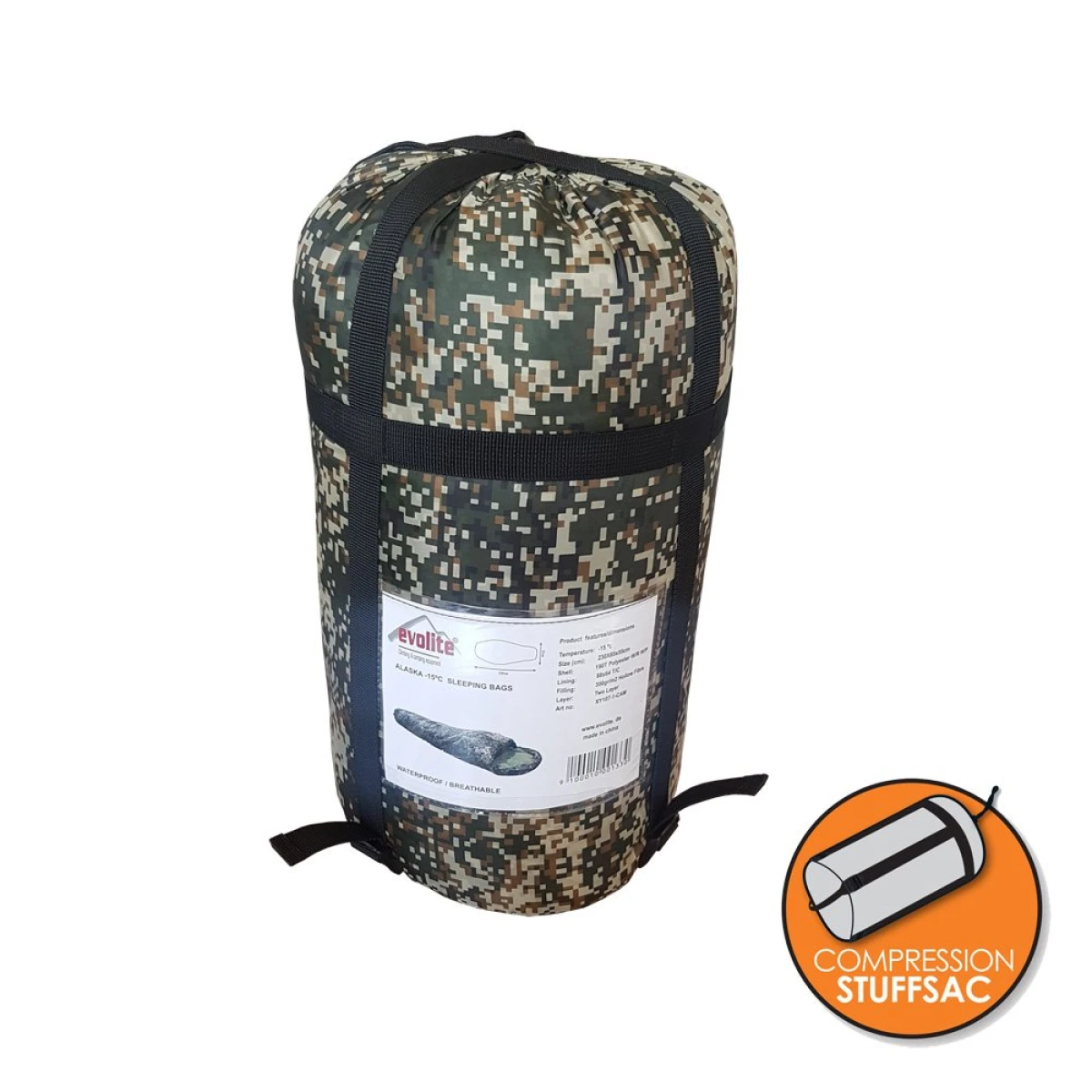 EVOLITE Alaska -15 Dijital Camo Uyku Tulumu Kamuflaj