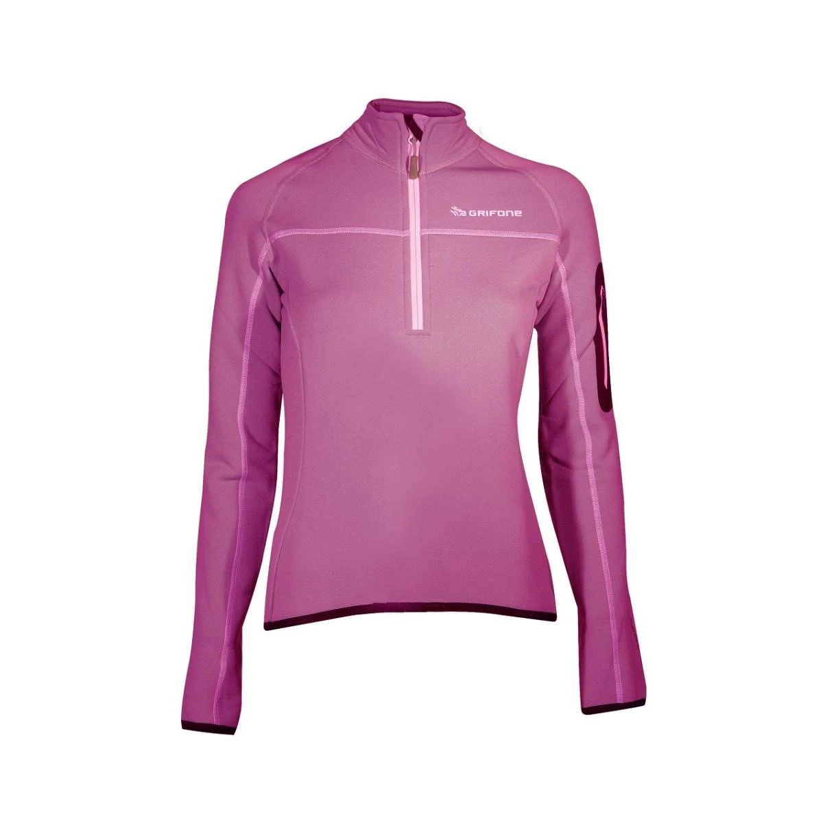 Grifone Elna Shirt Yarım Fermuarlı Polar Sweat - Fuşya-Siyah - XS