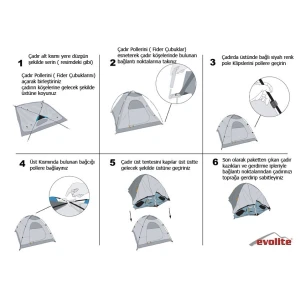 EVOLITE Tour 3 Kişilik Çift Tente Çadır mavi