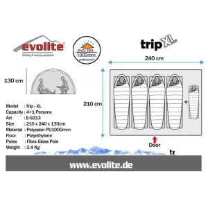 EVOLITE Trip XL Monodome 4+1 Kişilik Kamp Çadırı yeşil