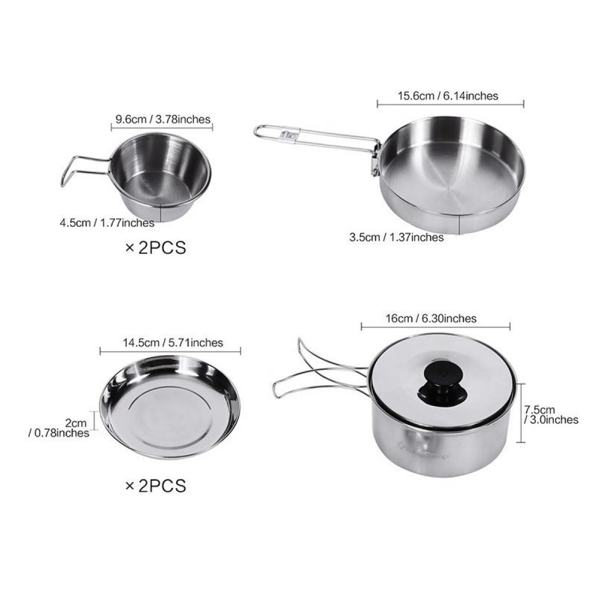 KINGCAMP Backpacker Iii Silver Yemek Set (2 Kişi)