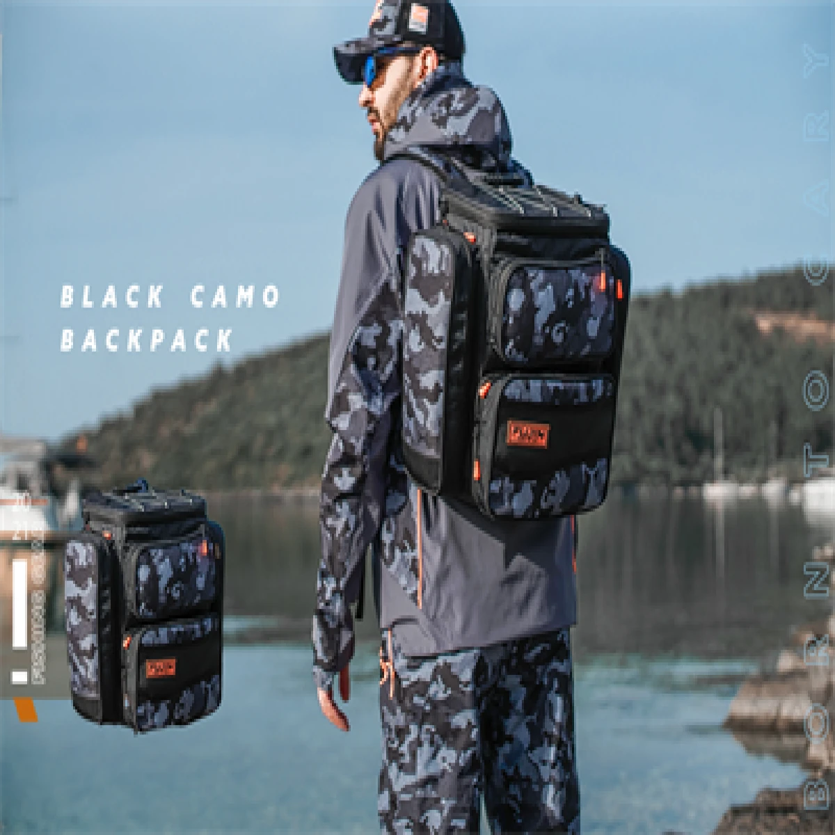 Fujin Black Camo Bag - Balıkçı Sırt Çantası