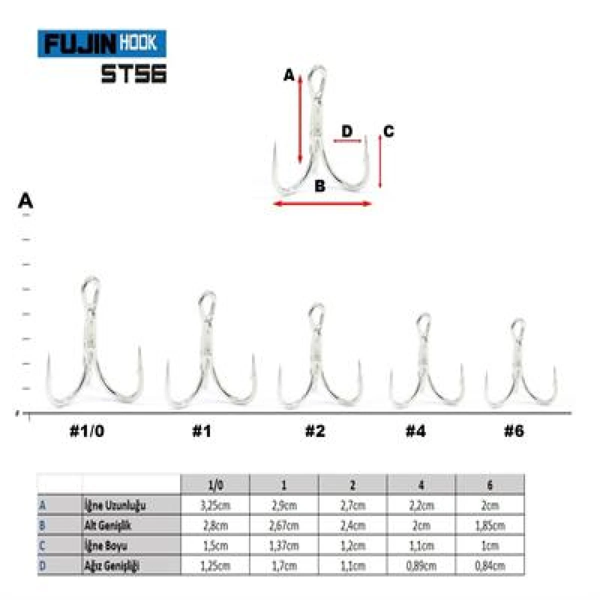 Fujin ST56 Üçlü Maket Balık İğnesi Nickel - 2 no
