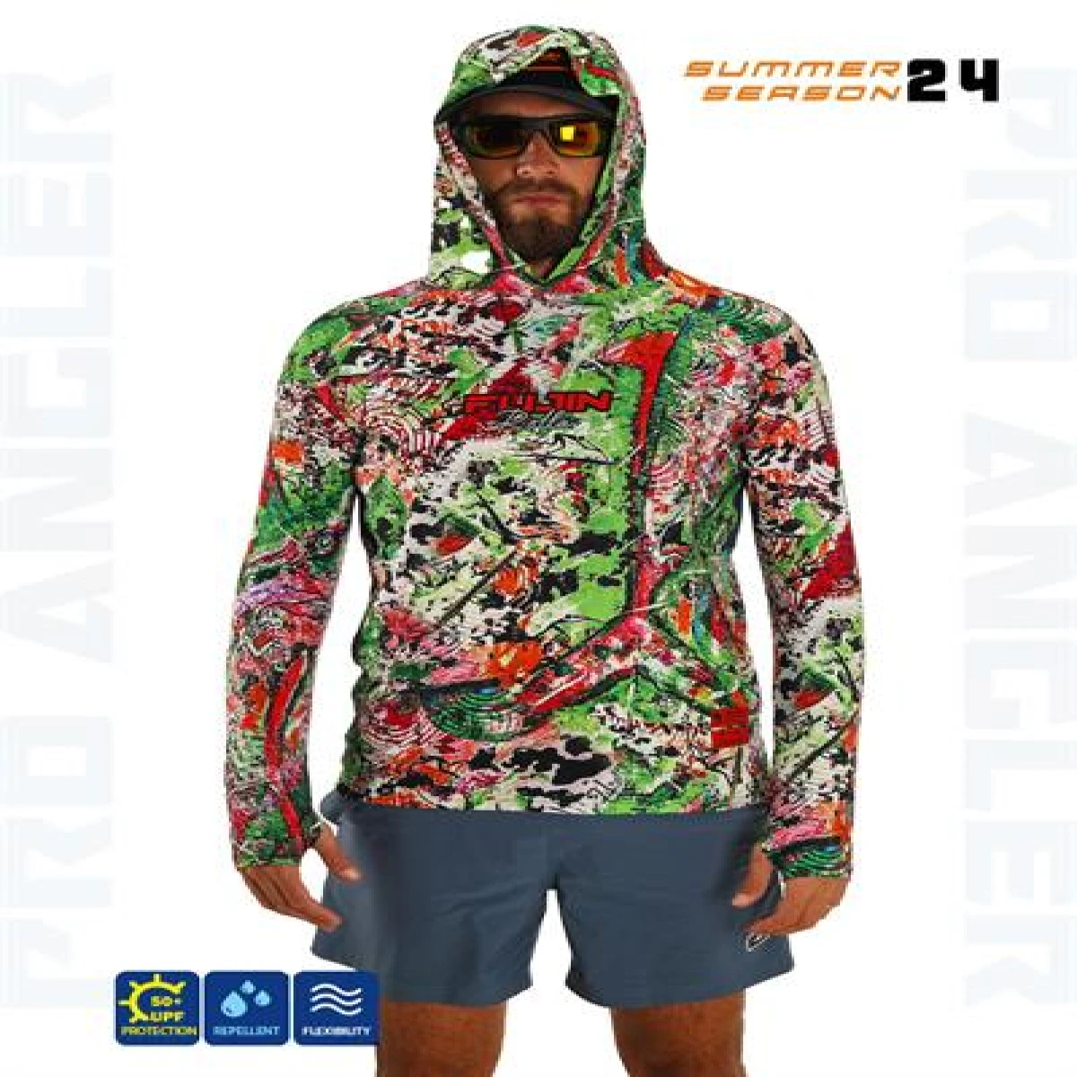 Fujin Pro Angler S24 Hooded Makai Green Red - XLarge (XL)