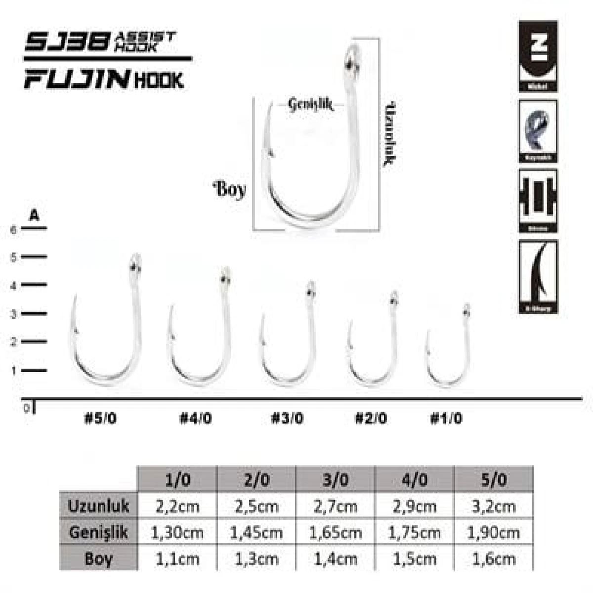 Fujin SJ38 Delikli Kaynaklı Assist Kancası - 3/0 no