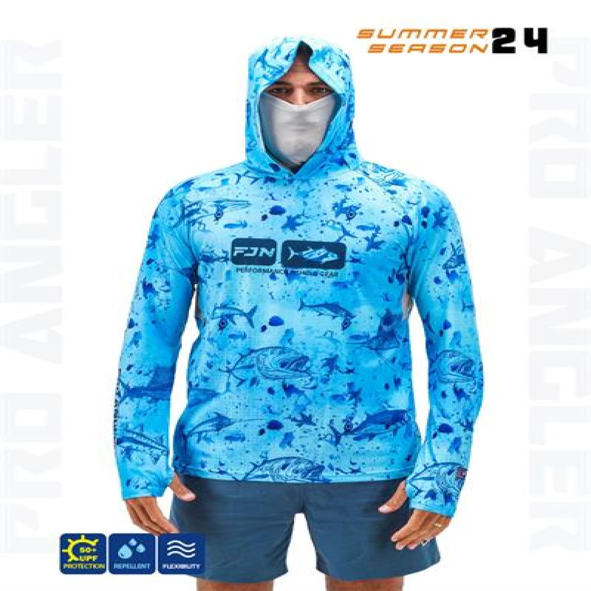 Fujin Pro Angler S24 Buff&Hoodie Blue Fish - XXXLarge