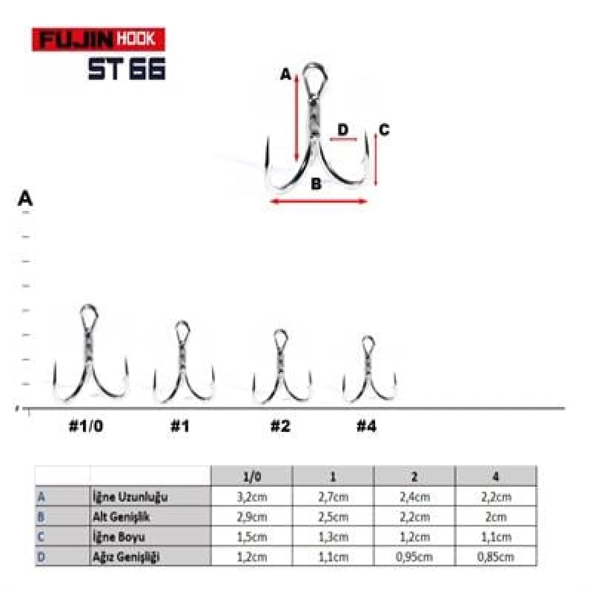 Fujin ST66 Üçlü Maket Balık İğnesi Nickel - 1 no