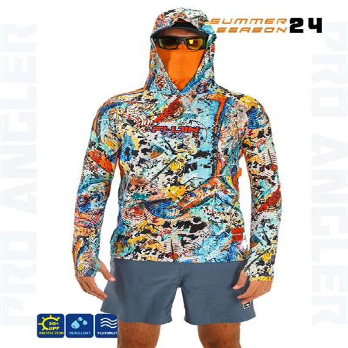 Fujin Pro Angler S24 Buff&Hoodie Makai Orange - 3XL