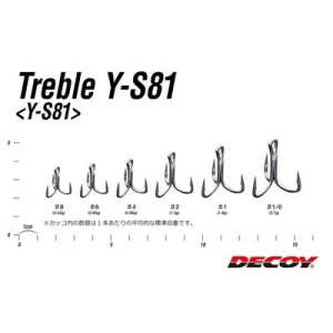 DECOY Y-S81 Treble Süper Heavy Duty Güçlendirilmiş Üçlü İğne - 1/0 no