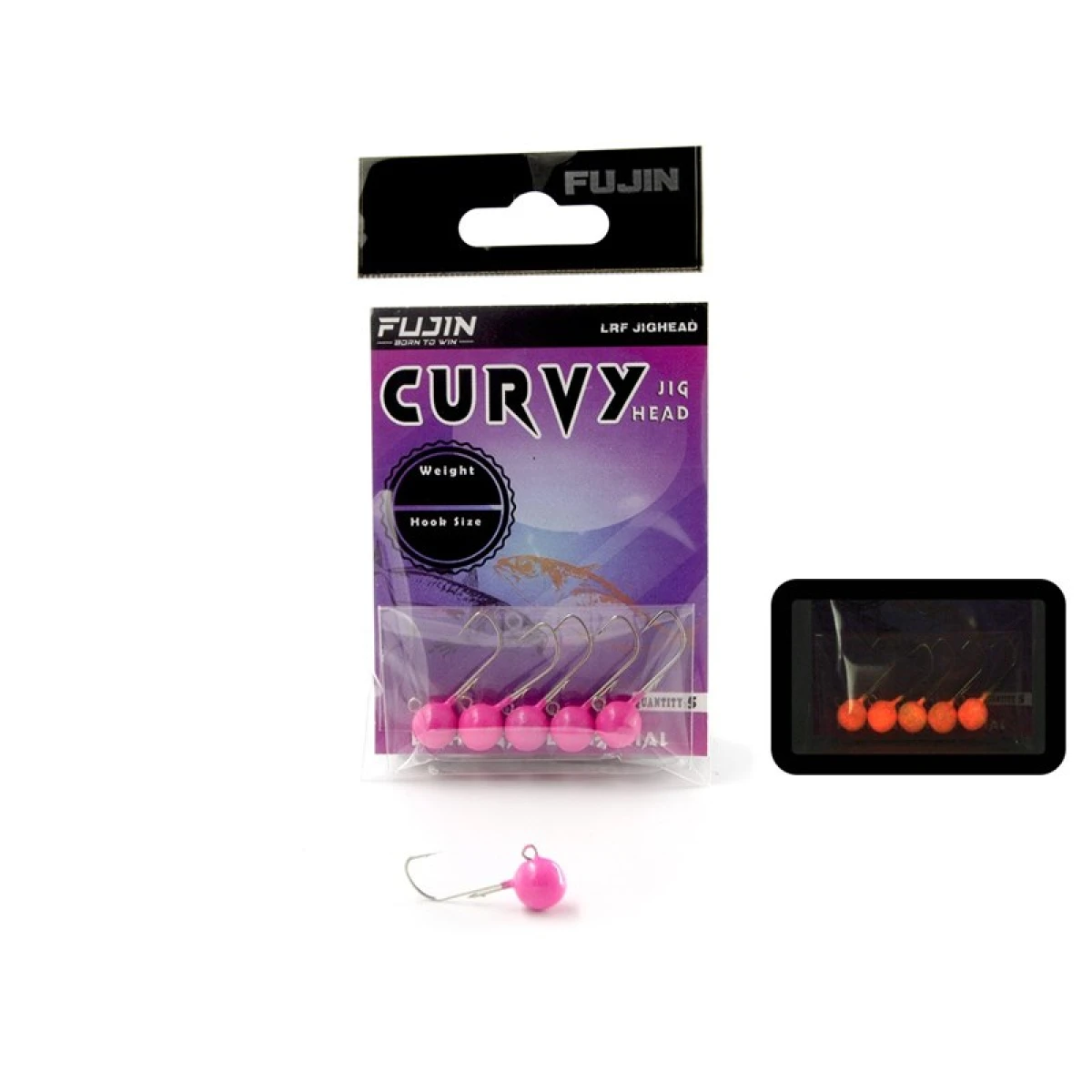 Fujin Curvy Pink Glow Jig Head - 4no1,8gr