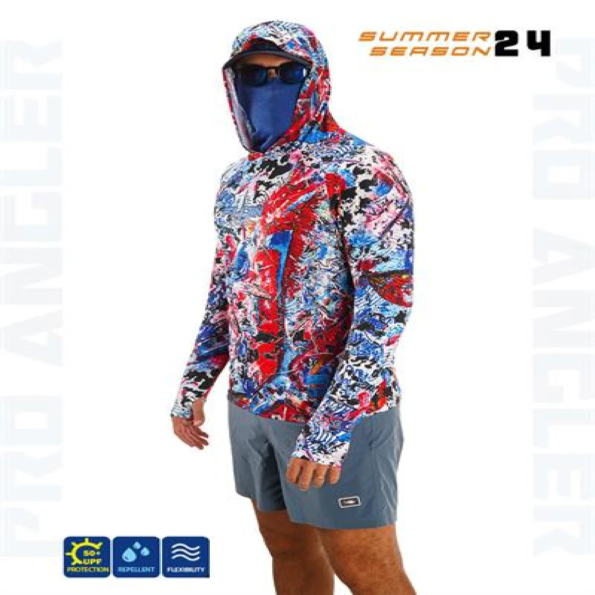 Fujin Pro Angler S24 Buff&Hoodie Makai Blue Red - 4XL