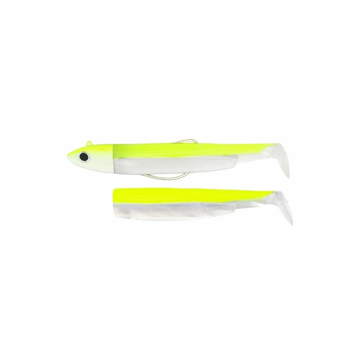 FIIISH Black Minnow 120 Combo Off Shore Silikon Yem Jaune Blanc Flou