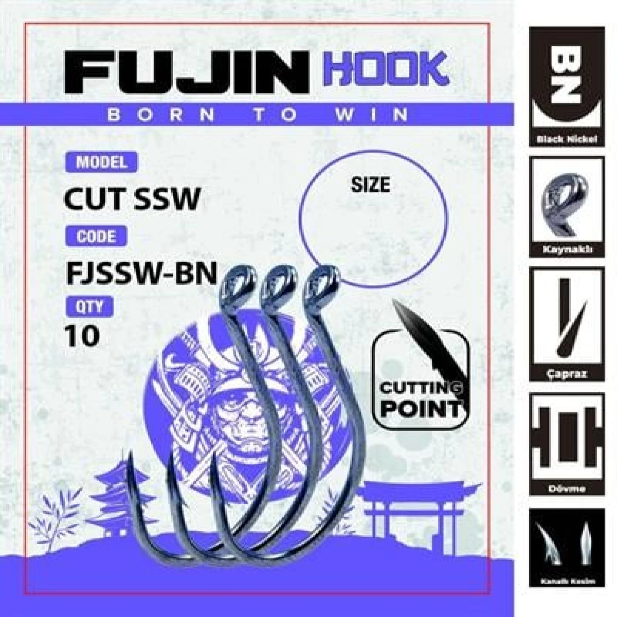 Fujin Cut SSW Delikli Kaynaklı Çapraz Octopus Kancası - 4/0 no