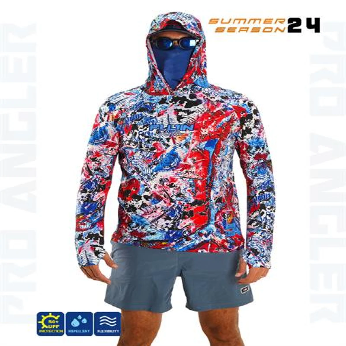 Fujin Pro Angler S24 Buff&Hoodie Makai Blue Red - 4XL